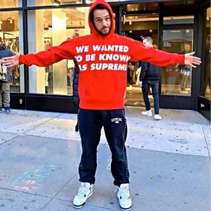 Only worn once supreme hoodie /we wanted to be know as supreme